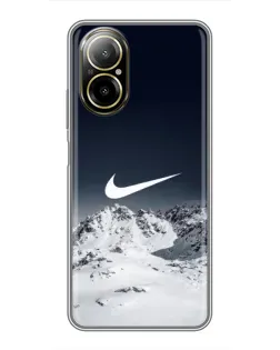 Чехол для Realme C67 с картинкой «Nike — зимние горы»