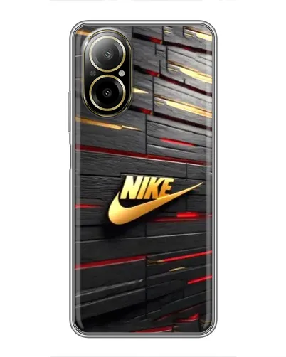 Чехол для Realme C67 с картинкой «Золотой Nike на металле»