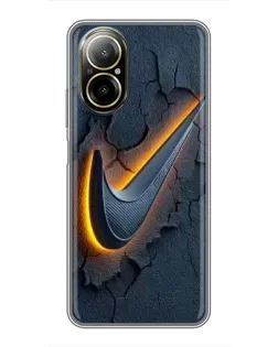Чехол для Realme C67 с картинкой «Объемный логотип Найк»