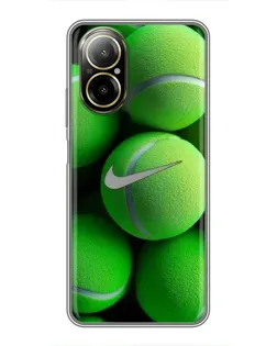 Чехол для Realme C67 с картинкой «Теннисные мячи Найк»