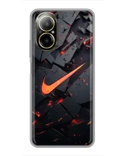 Чехол для Realme C67 с картинкой «Nike — эффект разломов»