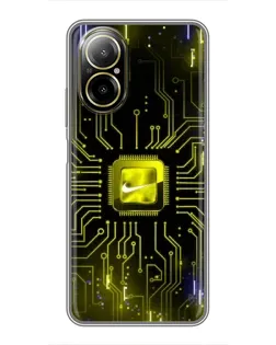 Чехол для Realme C67 с картинкой «Nike — золотая искра»