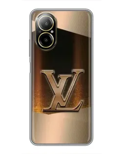 Чехол для Realme C67 с картинкой «LV — золотое сияние»