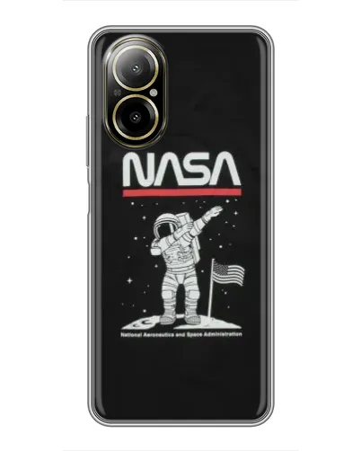 Чехол для Realme C67 с картинкой «NASA — шагаем по Луне» Чехол для Realme C67 с картинкой «NASA — шагаем по Луне»