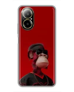 Чехол для Realme C67 с картинкой «Bored Ape в красном»