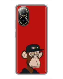 Чехол для Realme C67 с картинкой «Bored Ape — красный фон»