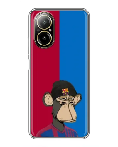 Чехол для Realme C67 с картинкой «Bored Ape — фанат Барсы»