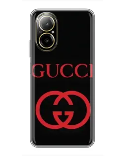 Чехол для Realme C67 с картинкой «Gucci — красный логотип»
