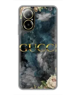 Чехол для Realme C67 с картинкой «Абстрактные цветы Gucci»