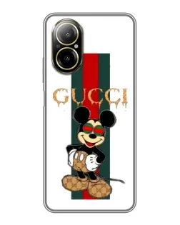 Чехол для Realme C67 с картинкой «Микки Маус Gucci — полосы»
