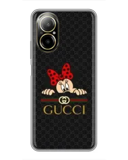 Чехол для Realme C67 с картинкой «Минни Маус Gucci — черный»