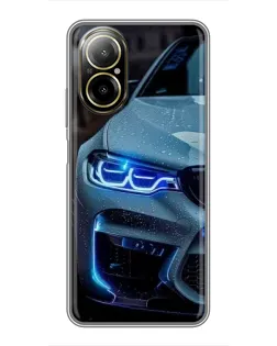 Чохол для Realme C67 з картинкою «Погляд BMW з синіми фарами»