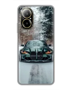 Чохол для Realme C67 з картинкою «BMW у зимовому лісі»