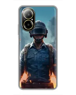 Чехол для Realme C67 с картинкой «PUBG — реалистичный герой»