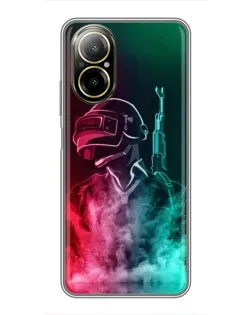 Чехол для Realme C67 с картинкой «PUBG — огненный воин»