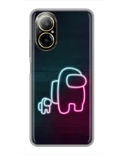 Чехол для Realme C67 с картинкой «Among Us неон-арт»