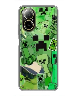 Чехол для Realme C67 с картинкой «Криперы Minecraft»