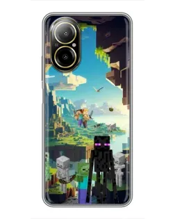 Чехол для Realme C67 с картинкой «Эндермен в лесу»
