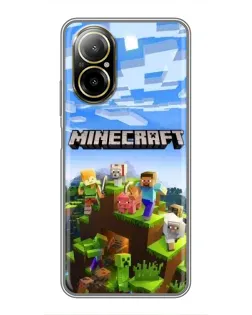 Чехол для Realme C67 с картинкой «Minecraft классический мир»