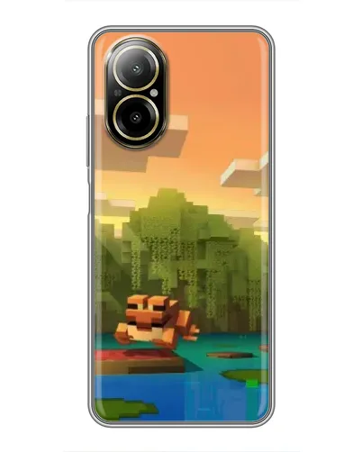 Чехол для Realme C67 с картинкой «Майнкрафт закат солнца»