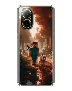 Чехол для Realme C67 с картинкой «Стив в лесу»
