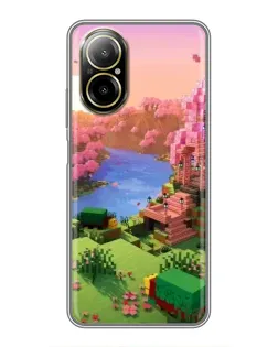 Чехол для Realme C67 с картинкой «Розовое дерево Minecraft»