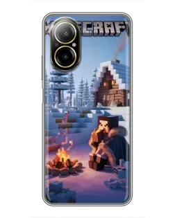 Чехол для Realme C67 с картинкой «Зимний Minecraft»
