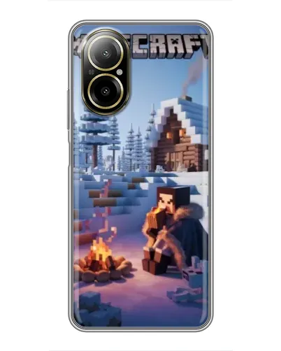 Чехол для Realme C67 с картинкой «Зимний Minecraft»