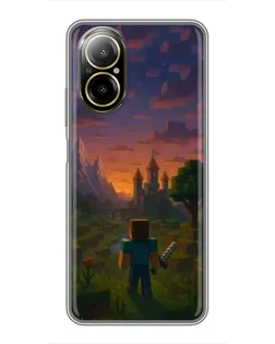 Чехол для Realme C67 с картинкой «Стив у башни»