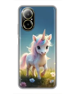 Чехол для Realme C67 с картинкой «Единорог на поляне» Чехол для Realme C67 с картинкой «Единорог на поляне»