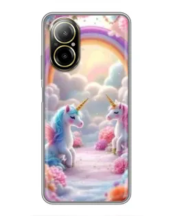 Чехол для Realme C67 с картинкой «Радуга и единороги» Чехол для Realme C67 с картинкой «Радуга и единороги»