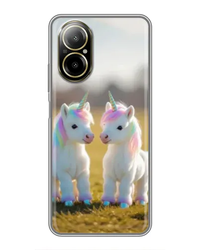 Чехол для Realme C67 с картинкой «Пара единорогов»