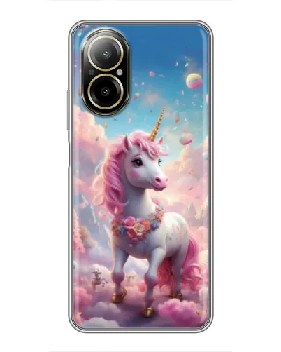 Чехол для Realme C67 с картинкой «Единорог среди облаков»