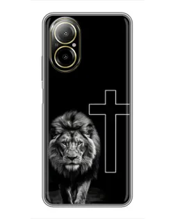 Чехол для Realme C67 с картинкой «Лев и Крест»