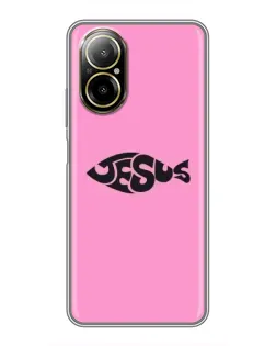 Чехол для Realme C67 с картинкой «Розовый символ  Jesus»