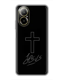 Чехол для Realme C67 с картинкой «Графический крест Jesus» Чехол для Realme C67 с картинкой «Графический крест Jesus»