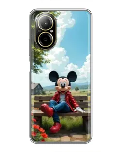 Чехол для Realme C67 с картинкой «Микки на скамейке»