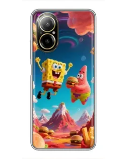 Чехол для Realme C67 с картинкой «Космический фастфуд»