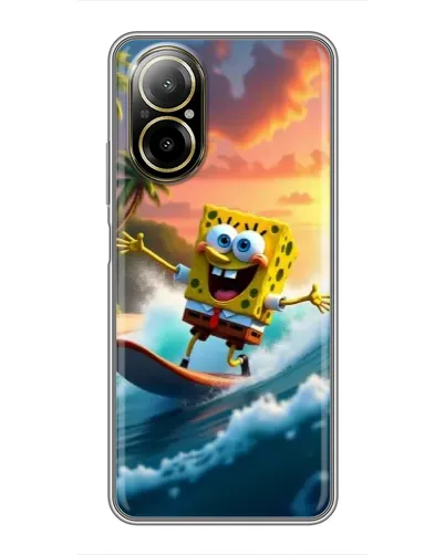 Чехол для Realme C67 с картинкой «Губка Боб серфингист»