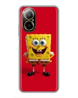 Чехол для Realme C67 с картинкой «Спанч Боб на красном»