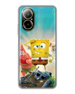 Чехол для Realme C67 с картинкой «Спанч Боб победитель»