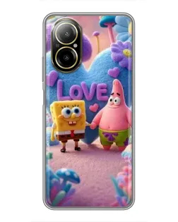 Чехол для Realme C67 с картинкой «Губка Боб Патрик»