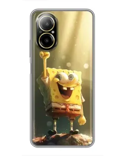 Чехол для Realme C67 с картинкой «Сияющий Спанч Боб»