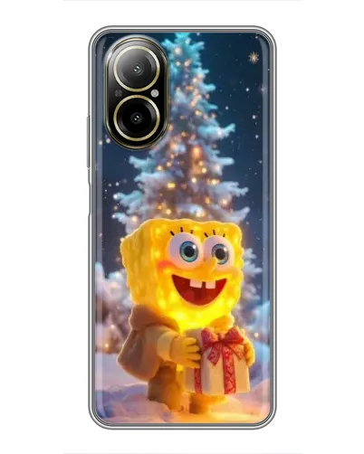 Чехол для Realme C67 с картинкой «Рождественский Спанч Боб»