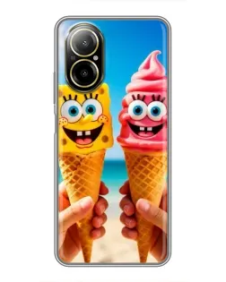Чехол для Realme C67 с картинкой «Спанч Боб мороженое»