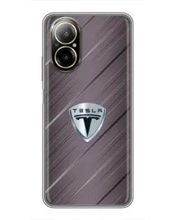 Чехол для Realme C67 с картинкой «Металлическая текстура Tesla»