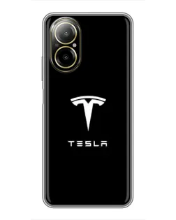Чехол для Realme C67 с картинкой «Tesla White Logo»