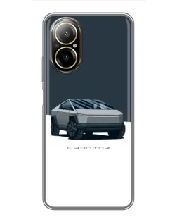 Чехол для Realme C67 с картинкой «Серебристый Cybertruck Tesla»