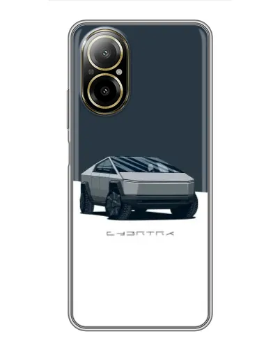 Чехол для Realme C67 с картинкой «Серебристый Cybertruck Tesla»