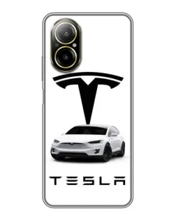 Чехол для Realme C67 с картинкой «Tesla White Style»